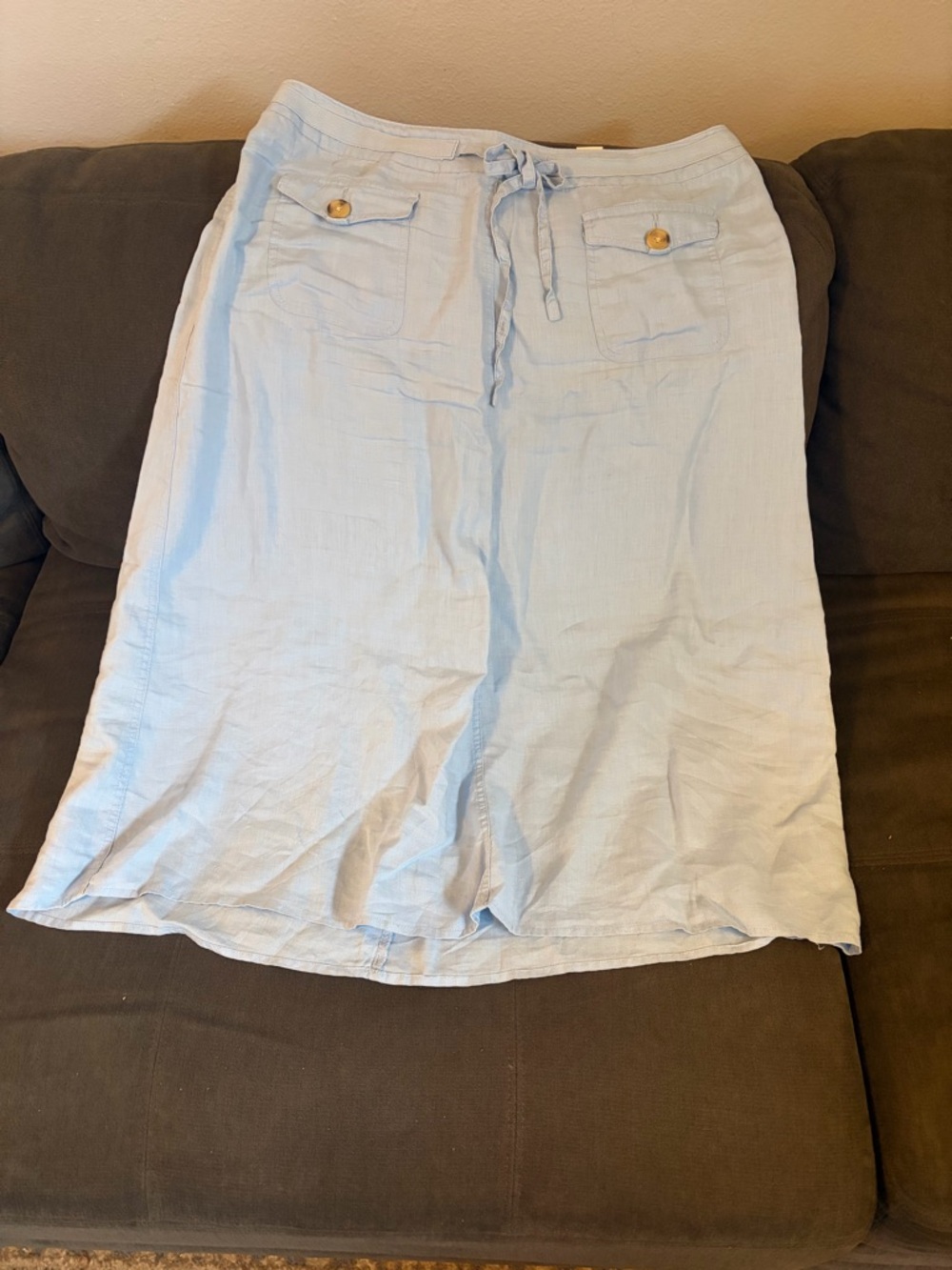 Light Blue ladies 100% linen skirt